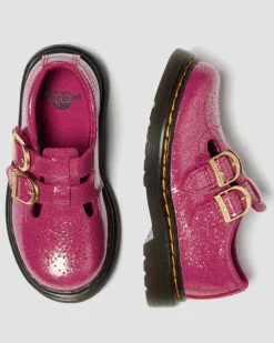 Dr. Martens Last Chance Styles*TODDLER 8065 GLITTER PATENT LEATHER MARY JANE SHOES in Fuchsia FUCHSIA+SILVER+GOLD — Nebula Glitter