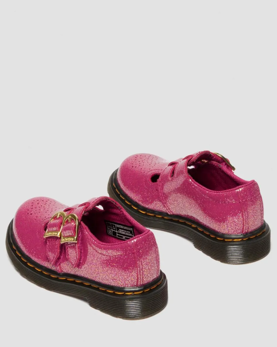 Dr. Martens Last Chance Styles*TODDLER 8065 GLITTER PATENT LEATHER MARY JANE SHOES in Fuchsia FUCHSIA+SILVER+GOLD — Nebula Glitter