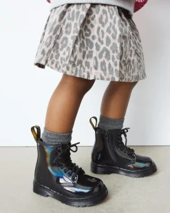 Dr. Martens Last Chance Styles*Toddler 1460 Rainbow Patent Leather Lace Up Boots in Black Black — Rainbow Patent