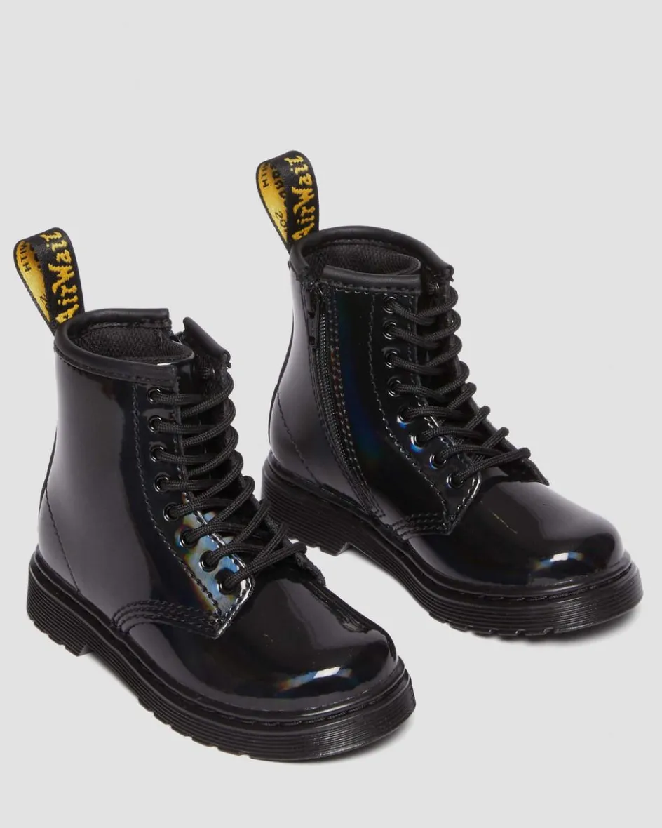 Dr. Martens Last Chance Styles*Toddler 1460 Rainbow Patent Leather Lace Up Boots in Black Black — Rainbow Patent