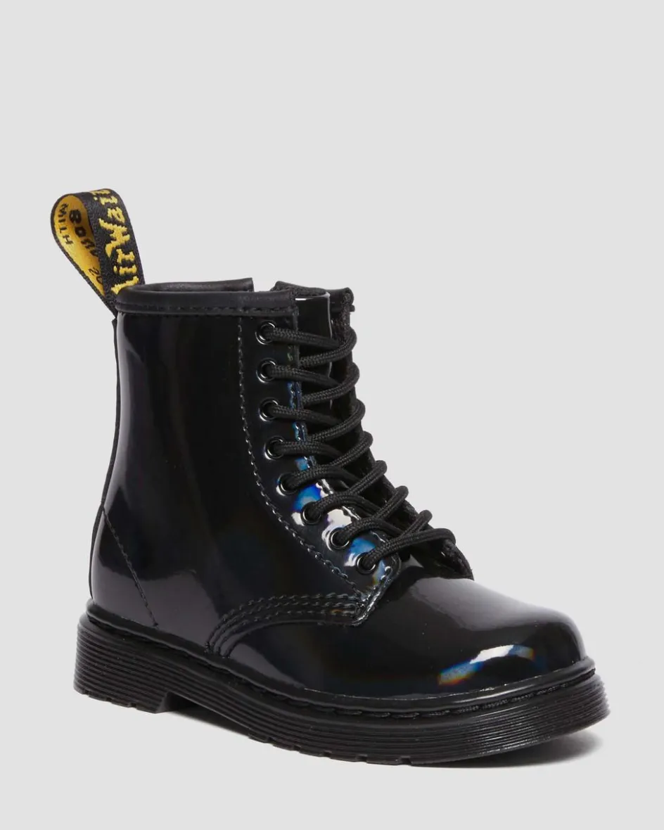 Dr. Martens Last Chance Styles*Toddler 1460 Rainbow Patent Leather Lace Up Boots in Black Black — Rainbow Patent