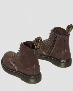 Dr. Martens New And Featured|Toddler & 2-4 Years*Toddler 1460 Tumbled Nubuck Boots in Dark Brown Dark Brown — Tumbled Nubuck