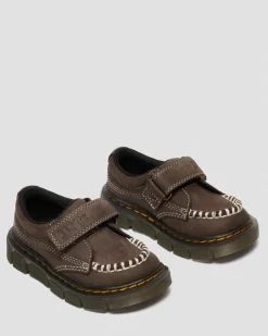 Dr. Martens Toddler & 2-4 Years*Toddler Raffe Strap Tumbled Nubuck Strap Shoes in Dark Brown Dark Brown — Tumbled Nubuck