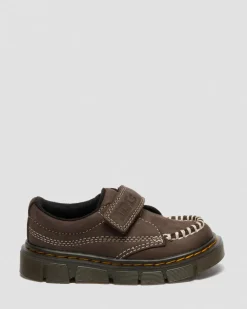 Dr. Martens Toddler & 2-4 Years*Toddler Raffe Strap Tumbled Nubuck Strap Shoes in Dark Brown Dark Brown — Tumbled Nubuck