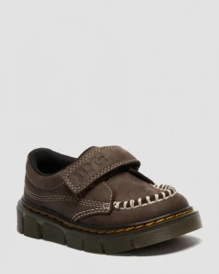 Dr. Martens Toddler & 2-4 Years*Toddler Raffe Strap Tumbled Nubuck Strap Shoes in Dark Brown Dark Brown — Tumbled Nubuck