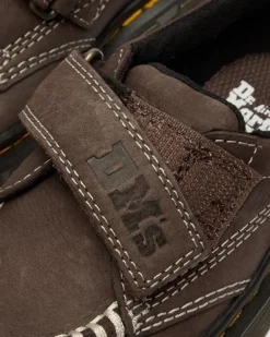 Dr. Martens Toddler & 2-4 Years*Toddler Raffe Strap Tumbled Nubuck Strap Shoes in Dark Brown Dark Brown — Tumbled Nubuck