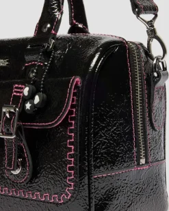 Dr. Martens New And Featured|Accessories*Top Handle Distressed Patent Leather Bag in Black Black — Distressed Patent