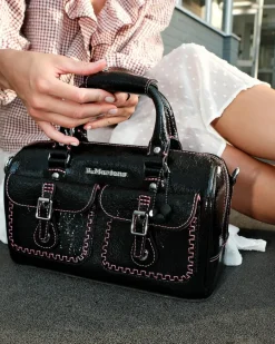Dr. Martens New And Featured|Accessories*Top Handle Distressed Patent Leather Bag in Black Black — Distressed Patent