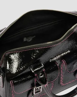 Dr. Martens New And Featured|Accessories*Top Handle Distressed Patent Leather Bag in Black Black — Distressed Patent