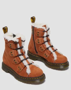 Dr. Martens Last Chance Styles|Last Chance Styles*Women's 1460 Lace to Toe Fur Lined Buttersoft Lace Up Boots in Tan Tan — Buttersoft Wp
