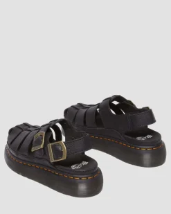 Dr. Martens Sandals|New And Featured*Wrenlie Grizzly Leather Fisherman Sandals in Black Black — Grizzly