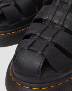 Dr. Martens Sandals|New And Featured*Wrenlie Grizzly Leather Fisherman Sandals in Black Black — Grizzly