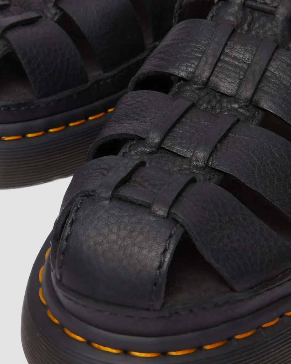 Dr. Martens Sandals|New And Featured*Wrenlie Grizzly Leather Fisherman Sandals in Black Black — Grizzly