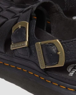 Dr. Martens Sandals|New And Featured*Wrenlie Grizzly Leather Fisherman Sandals in Black Black — Grizzly