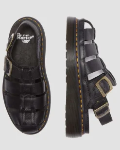 Dr. Martens Sandals|New And Featured*Wrenlie Grizzly Leather Fisherman Sandals in Black Black — Grizzly