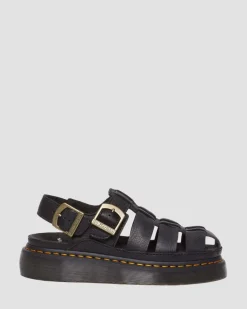 Dr. Martens Sandals|New And Featured*Wrenlie Grizzly Leather Fisherman Sandals in Black Black — Grizzly