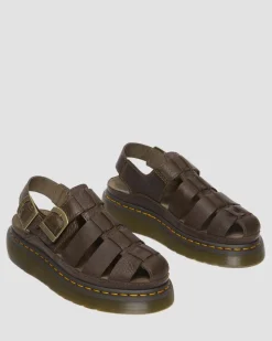 Dr. Martens Sandals|Sandals*Wrenlie Grizzly Leather Fisherman Sandals in Dark Brown Dark Brown — Grizzly