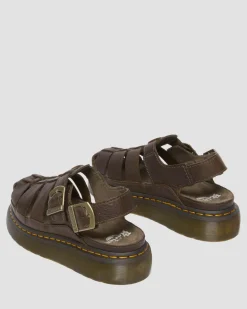 Dr. Martens Sandals|Sandals*Wrenlie Grizzly Leather Fisherman Sandals in Dark Brown Dark Brown — Grizzly