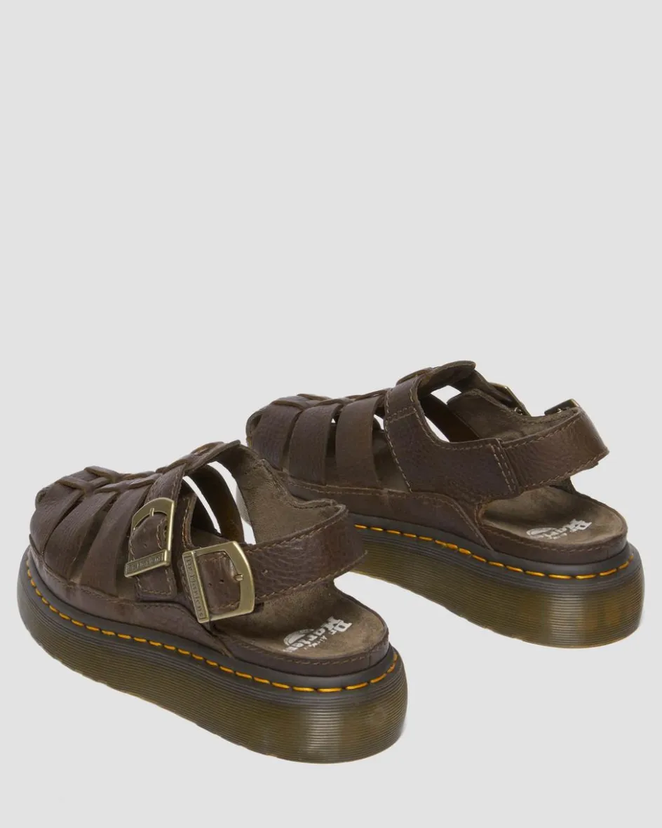 Dr. Martens Sandals|Sandals*Wrenlie Grizzly Leather Fisherman Sandals in Dark Brown Dark Brown — Grizzly