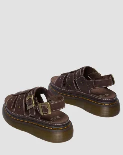 Dr. Martens Sandals|New And Featured*Wrenlie Open Toe Grizzly Leather Fisherman Platform Sandals in Dark Brown Dark Brown — Grizzly