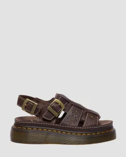 Dr. Martens Sandals|New And Featured*Wrenlie Open Toe Grizzly Leather Fisherman Platform Sandals in Dark Brown Dark Brown — Grizzly