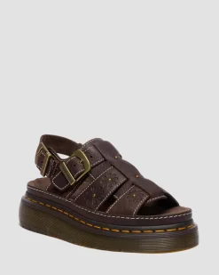 Dr. Martens Sandals|New And Featured*Wrenlie Open Toe Grizzly Leather Fisherman Platform Sandals in Dark Brown Dark Brown — Grizzly