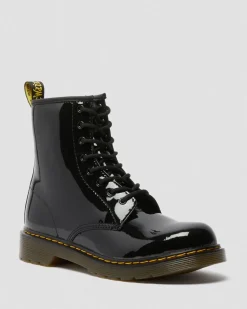 Dr. Martens Youth & 8-14 Years*Youth 1460 Patent Leather Lace Up Boots in Black Black — Patent Lamper