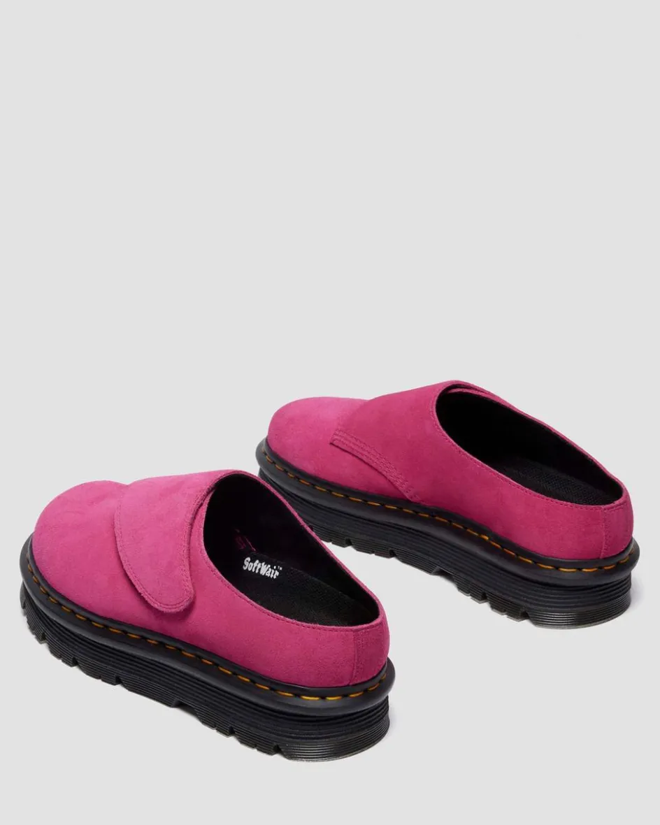 Dr. Martens Last Chance Styles|Last Chance Styles*Zebzag Anywair Suede Mules in Fuchsia Pink FUCHSIA PINK — Bronx Suede