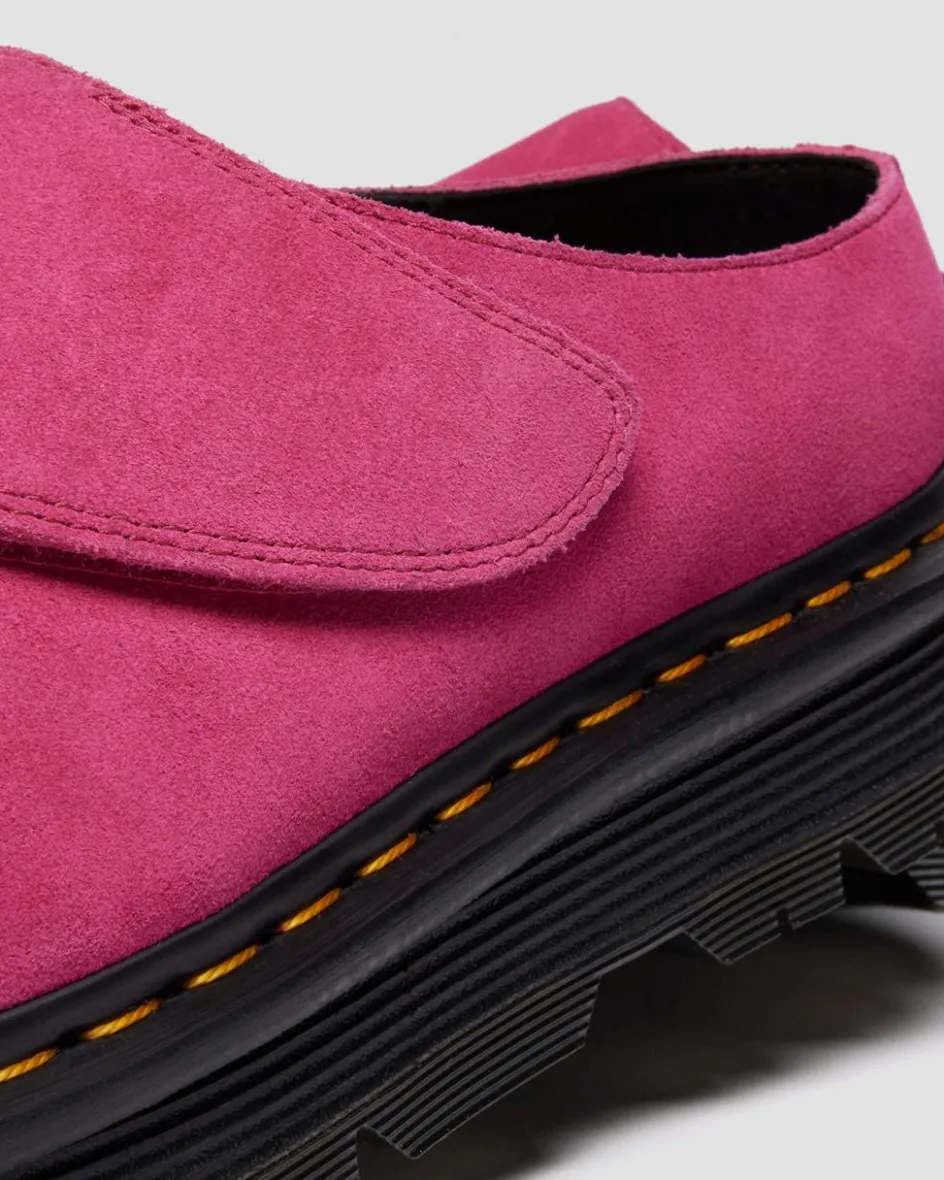 Dr. Martens Last Chance Styles|Last Chance Styles*Zebzag Anywair Suede Mules in Fuchsia Pink FUCHSIA PINK — Bronx Suede