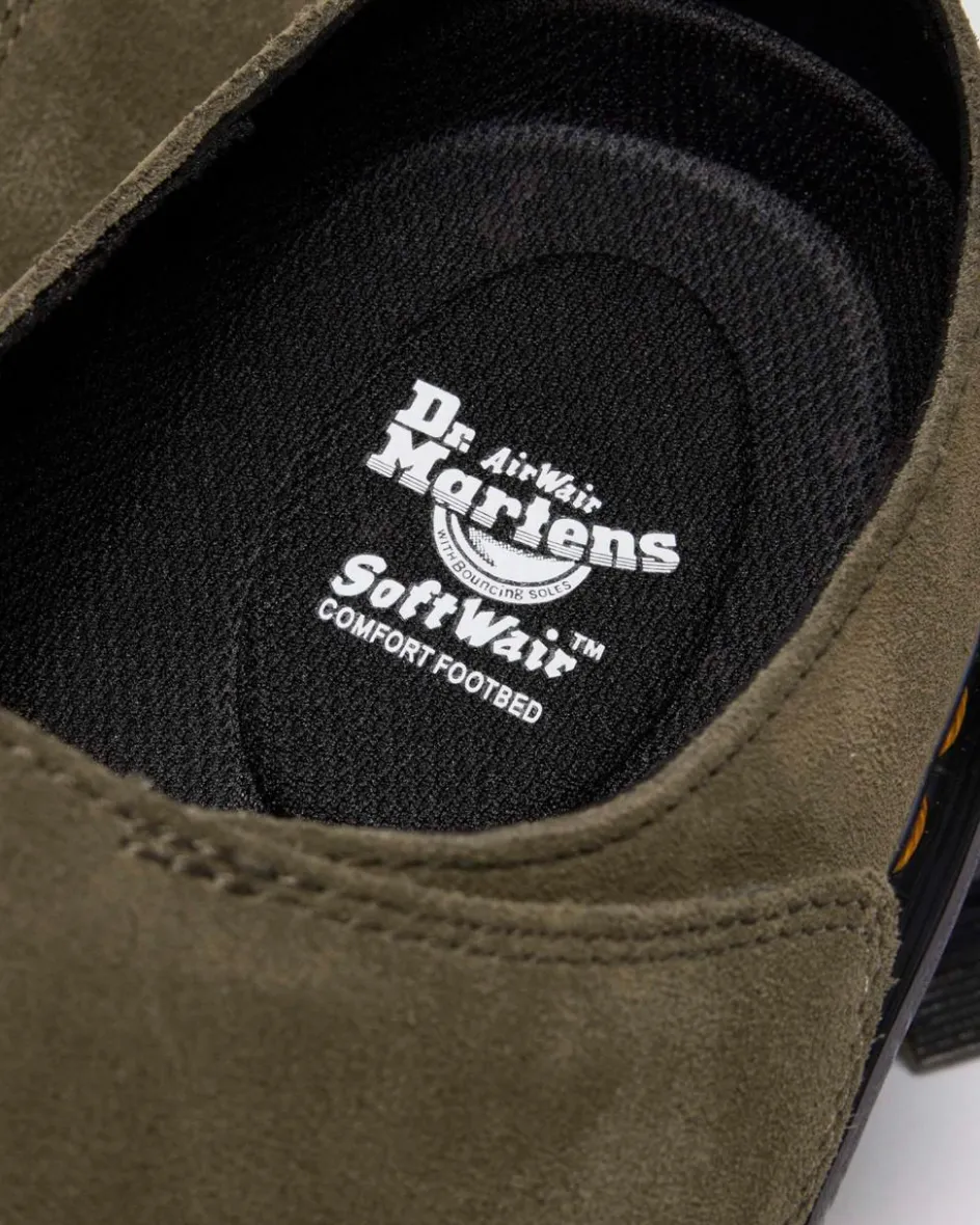 Dr. Martens Last Chance Styles|Last Chance Styles*Zebzag Anywair Suede Mules in Olive Olive — Bronx Suede