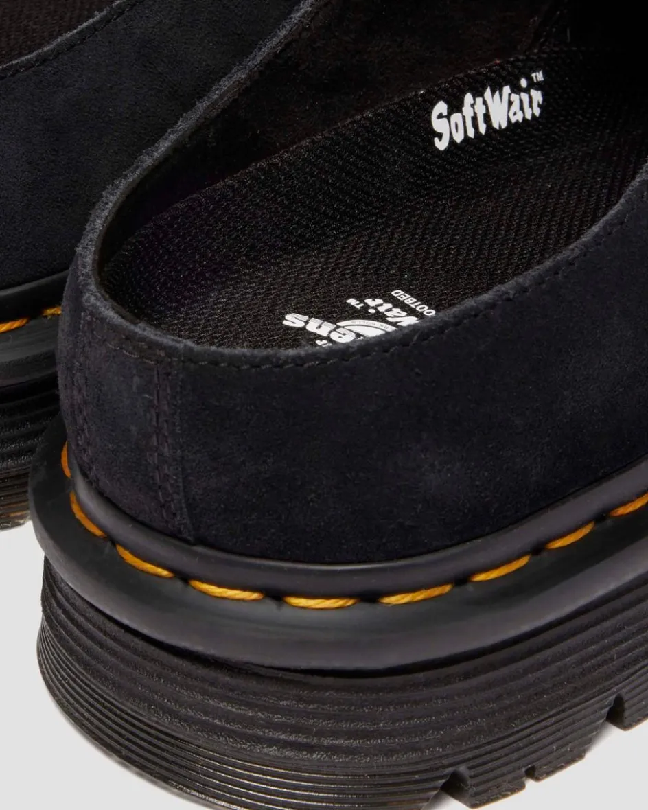 Dr. Martens Mules|Shoes*Zebzag Anywair Suede Mules in Black Black — Bronx Suede