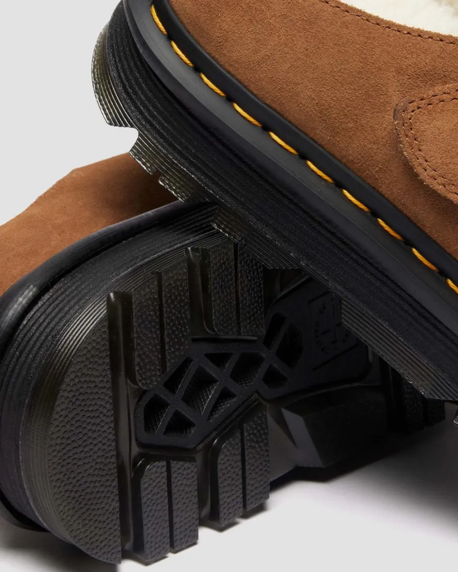 Dr. Martens Winter Boots|Last Chance Styles*Zebzag AnyWair Warm Lined Suede Mules in Desert Brown Desert Brown — Bronx Suede