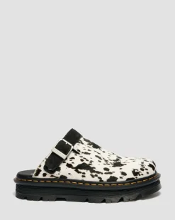 Dr. Martens Mules|Shoes*Zebzag Dalmatian Hair On Leather Platform Mules in Cream & Black Cream & Black — Dalmatian Print Hair On