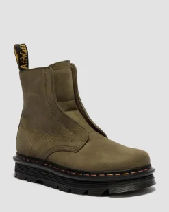 Dr. Martens New And Featured|Boots*Zebzag Laceless Nubuck Boots in Dms Olive DMs Olive — Tumbled Nubuck