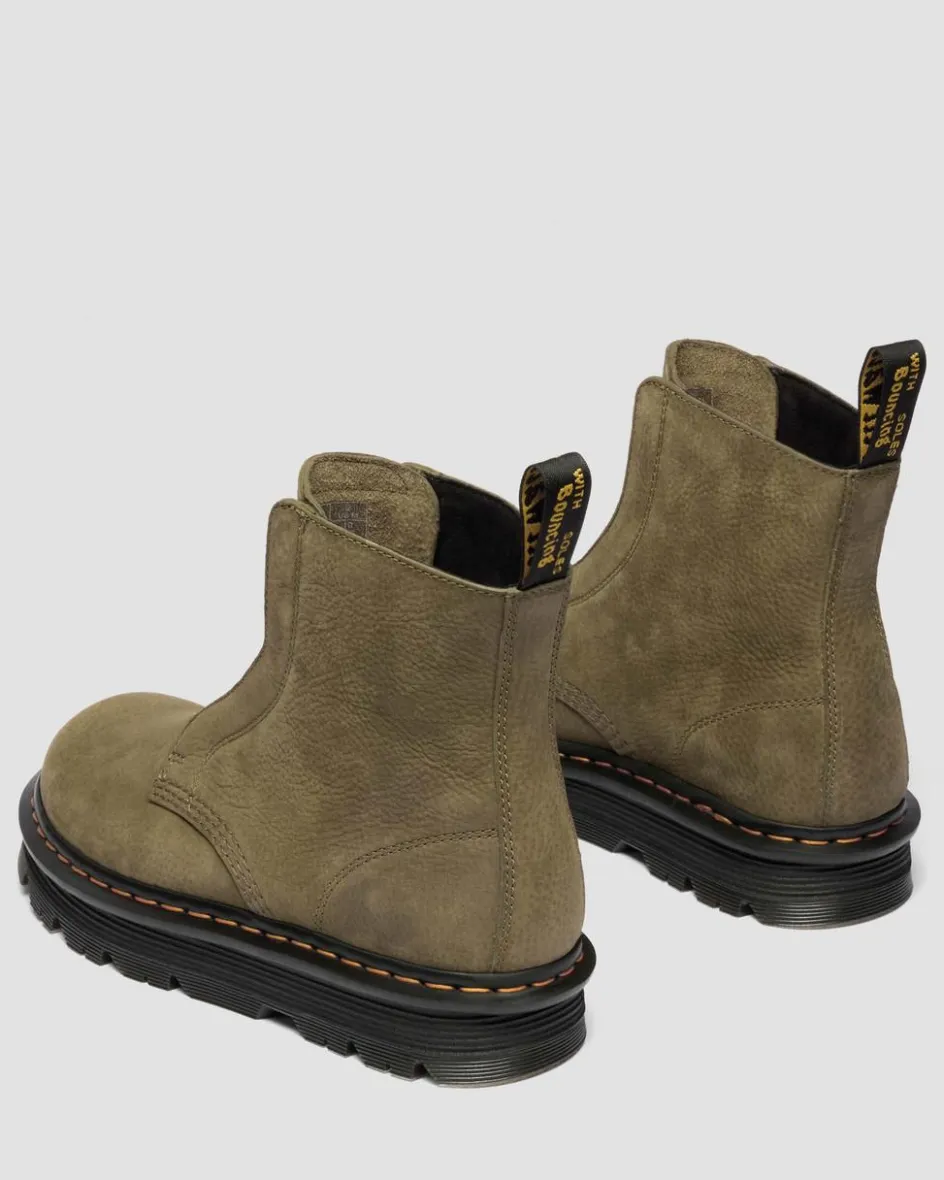 Dr. Martens New And Featured|Boots*Zebzag Laceless Nubuck Boots in Dms Olive DMs Olive — Tumbled Nubuck