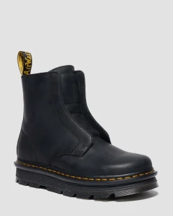 Dr. Martens Boots|Zebzag: The Art Of Comfort*Zebzag Laceless Slip On Leather Boots in Black Black — Wyoming