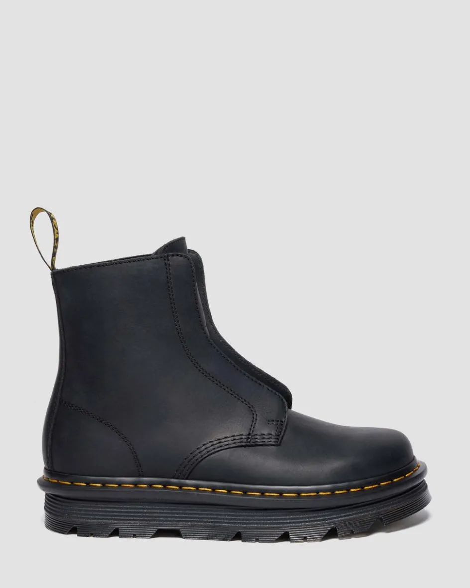 Dr. Martens Boots|Zebzag: The Art Of Comfort*Zebzag Laceless Slip On Leather Boots in Black Black — Wyoming