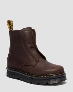 Dr. Martens Boots|Zebzag: The Art Of Comfort*Zebzag Laceless Slip On Leather Boots in Dark Brown Dark Brown — Wyoming