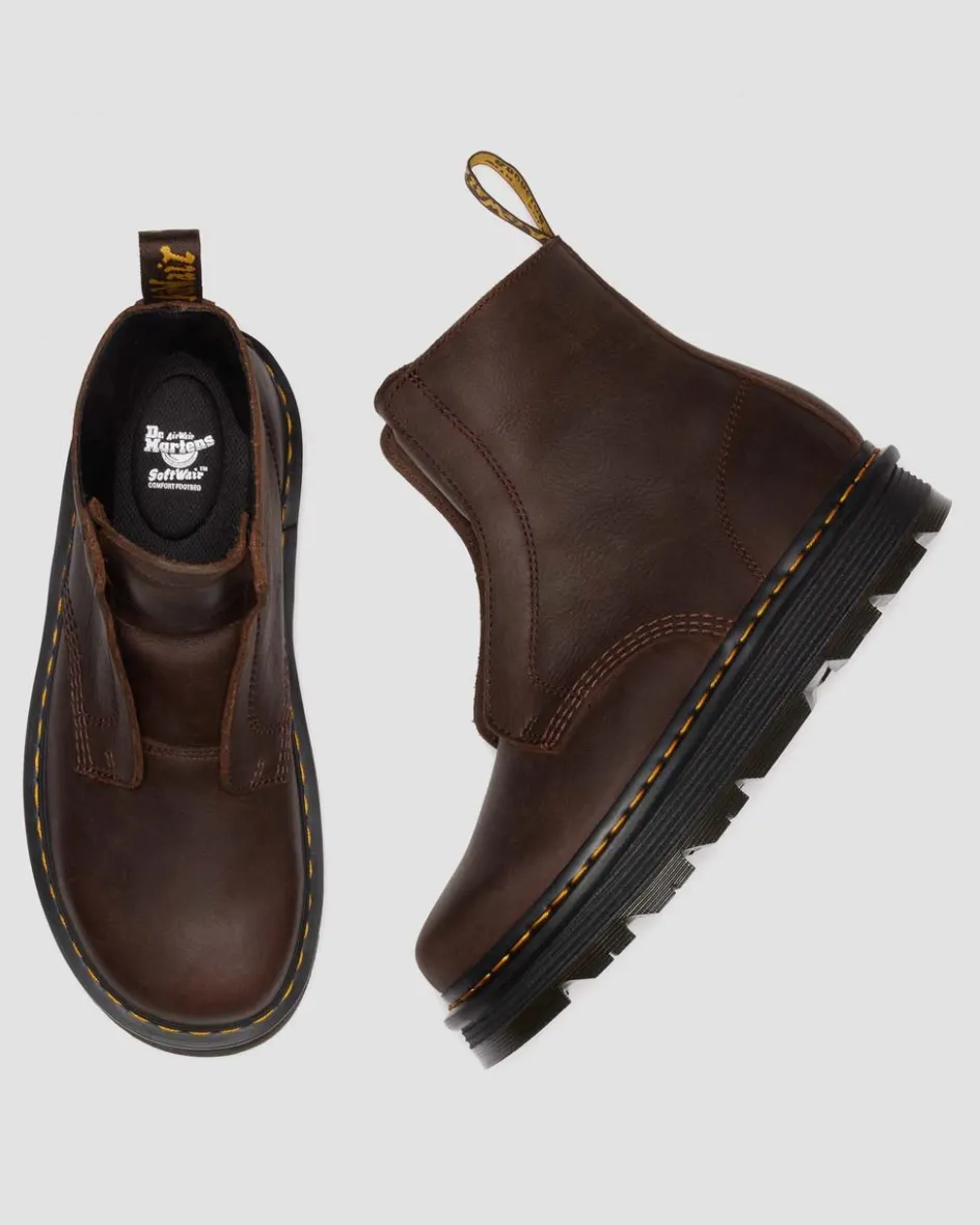 Dr. Martens Boots|Zebzag: The Art Of Comfort*Zebzag Laceless Slip On Leather Boots in Dark Brown Dark Brown — Wyoming