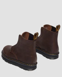 Dr. Martens Boots|Zebzag: The Art Of Comfort*Zebzag Laceless Slip On Leather Boots in Dark Brown Dark Brown — Wyoming