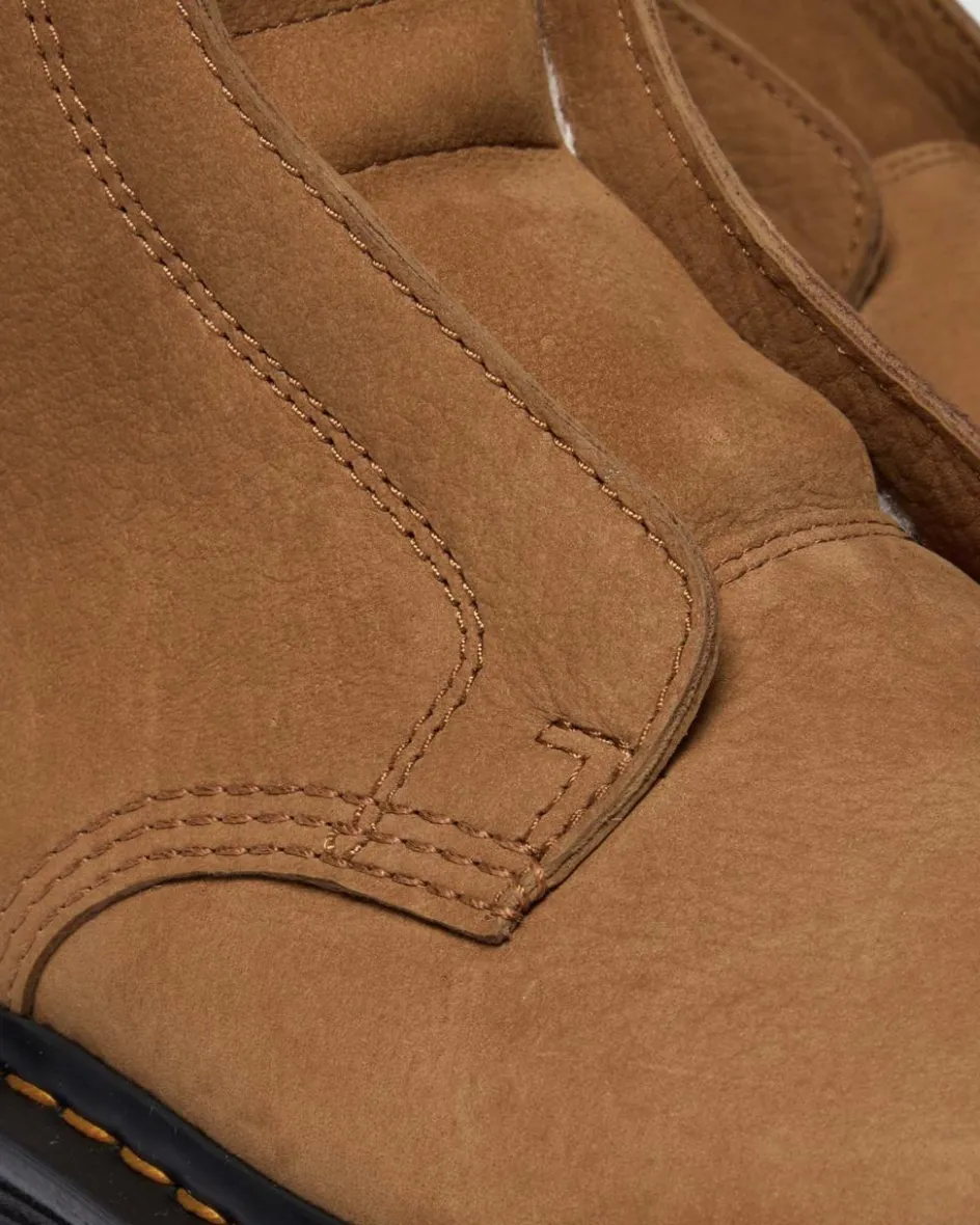 Dr. Martens Winter Boots|Last Chance Styles*ZEBZAG LACELESS WARM LINED SLIP ON NUBUCK BOOTS in Desert Brown DESERT BROWN — Milled Nubuck Wp
