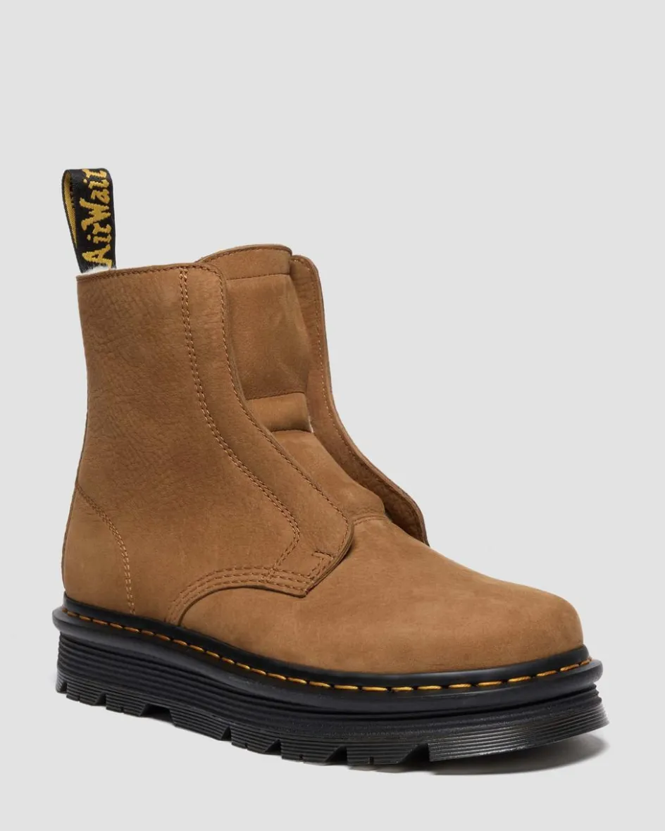 Dr. Martens Winter Boots|Last Chance Styles*ZEBZAG LACELESS WARM LINED SLIP ON NUBUCK BOOTS in Desert Brown DESERT BROWN — Milled Nubuck Wp