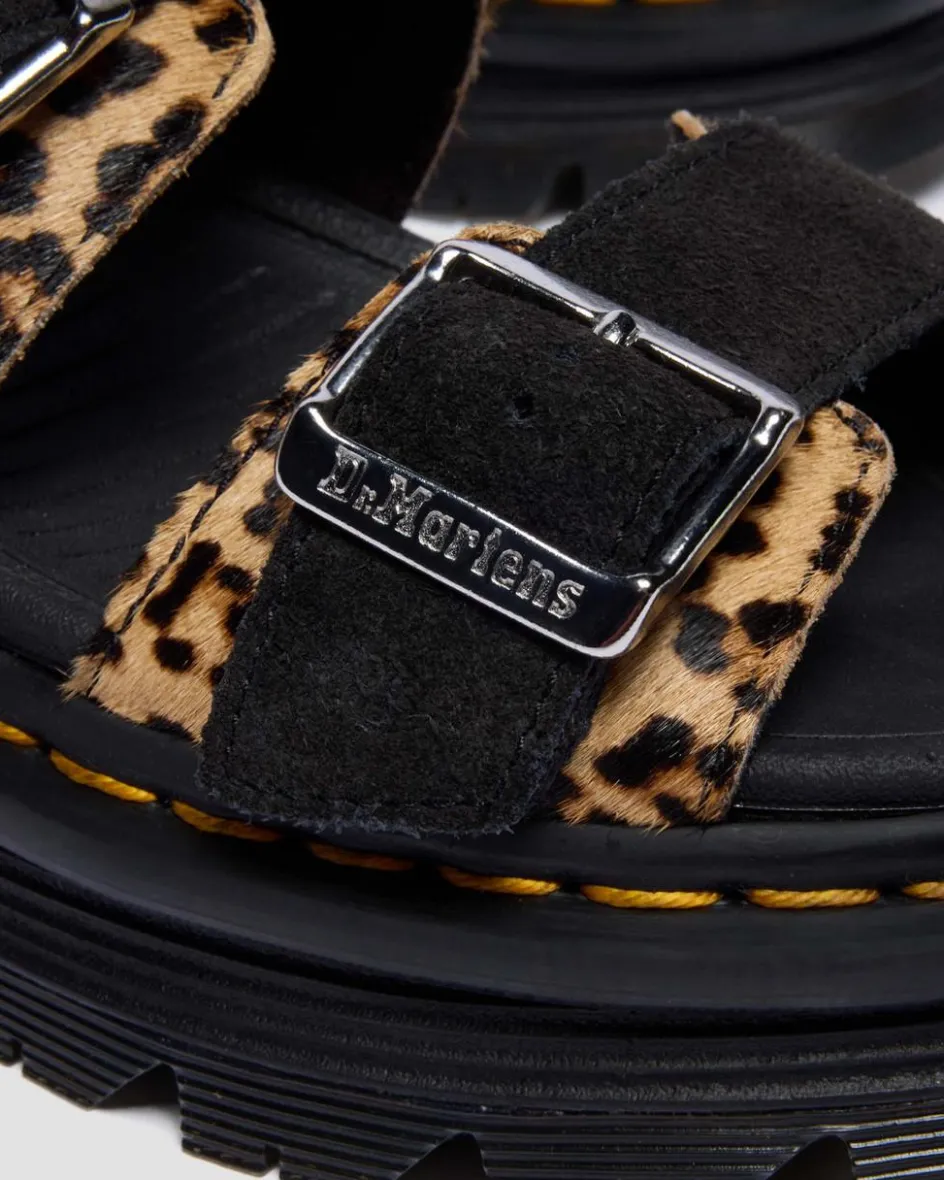 Dr. Martens New And Featured|Sandals*Zebzag Leopard Hair On Leather Sandals in Light Tan Light Tan+Black — Mini Leopard Spot Hair On+Eh Suede