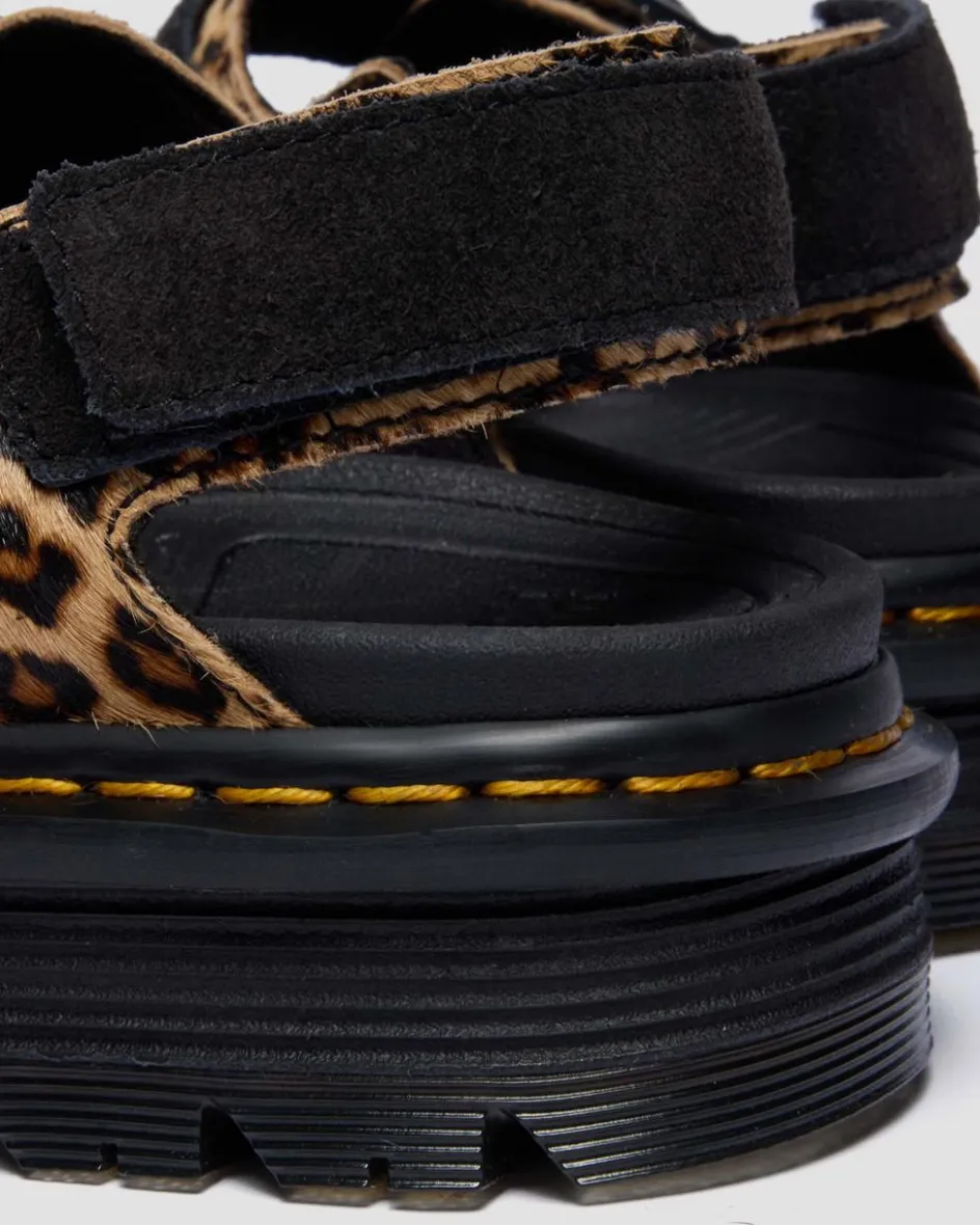Dr. Martens New And Featured|Sandals*Zebzag Leopard Hair On Leather Sandals in Light Tan Light Tan+Black — Mini Leopard Spot Hair On+Eh Suede
