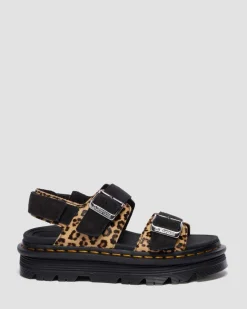 Dr. Martens New And Featured|Sandals*Zebzag Leopard Hair On Leather Sandals in Light Tan Light Tan+Black — Mini Leopard Spot Hair On+Eh Suede