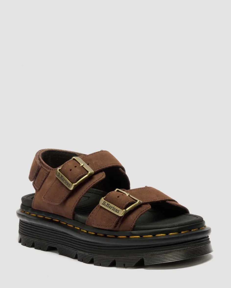 Dr. Martens New And Featured|Sandals*Zebzag Nubuck Platform Sandals in Sepia Brown Sepia Brown — Tumbled Nubuck
