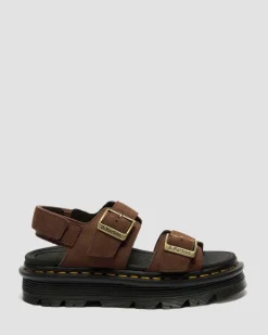 Dr. Martens New And Featured|Sandals*Zebzag Nubuck Platform Sandals in Sepia Brown Sepia Brown — Tumbled Nubuck
