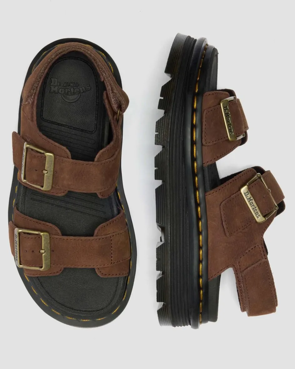 Dr. Martens New And Featured|Sandals*Zebzag Nubuck Platform Sandals in Sepia Brown Sepia Brown — Tumbled Nubuck