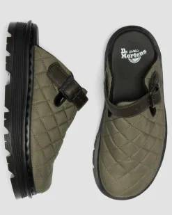 Dr. Martens Mules|Shoes*Zebzag Quilted Canvas Platform Mules in Dms Olive Green DMs Olive Green — Econyl Woven WR+Grizzly