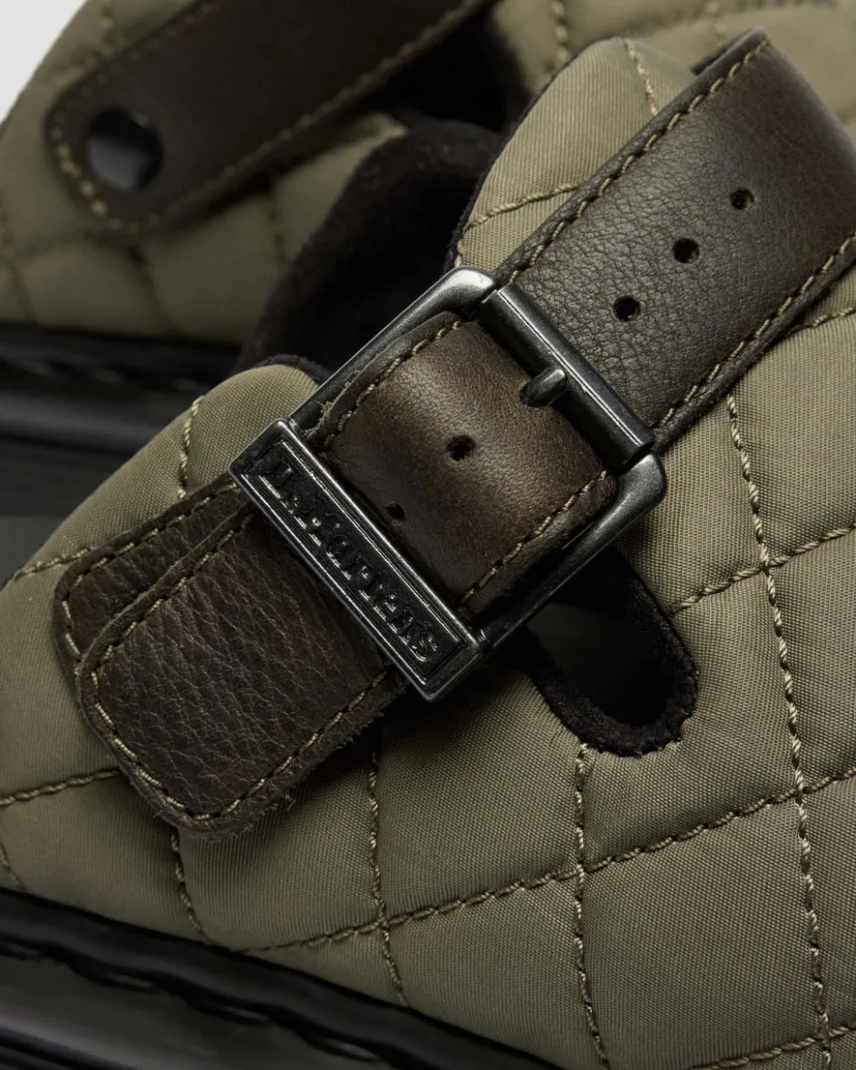 Dr. Martens Mules|Shoes*Zebzag Quilted Canvas Platform Mules in Dms Olive Green DMs Olive Green — Econyl Woven WR+Grizzly